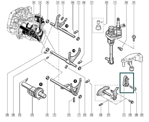 mecanismo garço engrenagem renault kangoo 8200369411