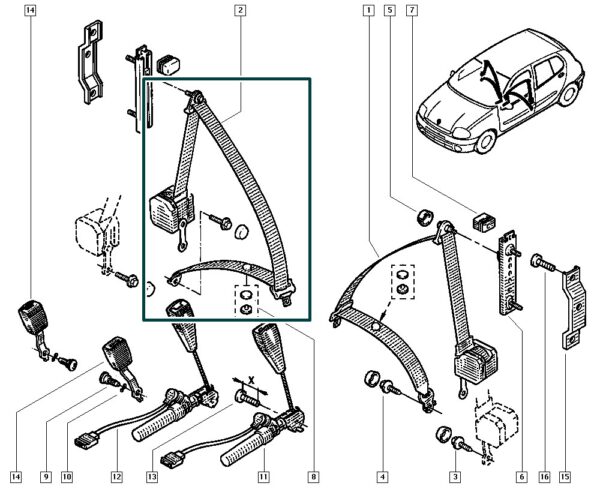 cinto de segurança renault clio 868844483r