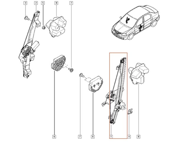 maquina de vidro eletrico dianteiro renault logan sandero 8200619599