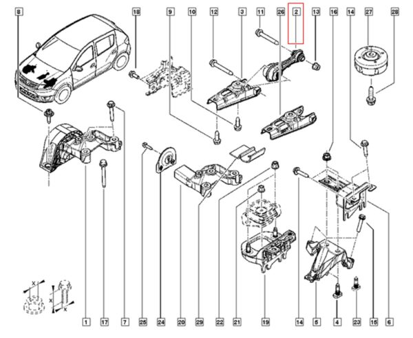 coxim cambio inferior renault logan sandero original 112381035r