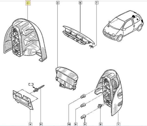 circuito lanterna traseira renault twingo 7700426320