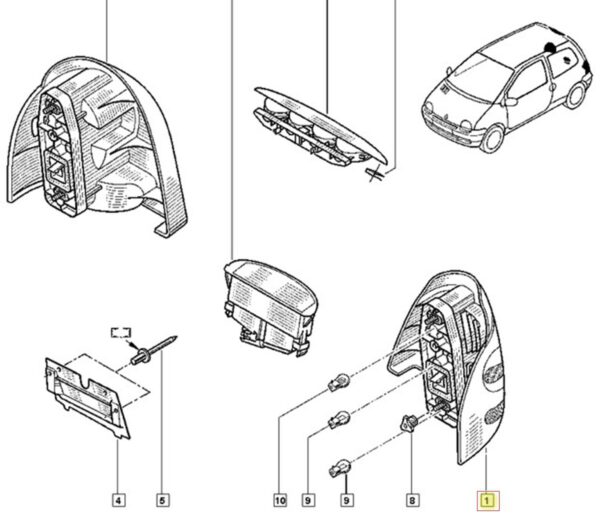 circuito lanterna traseira renault twingo 7700426320