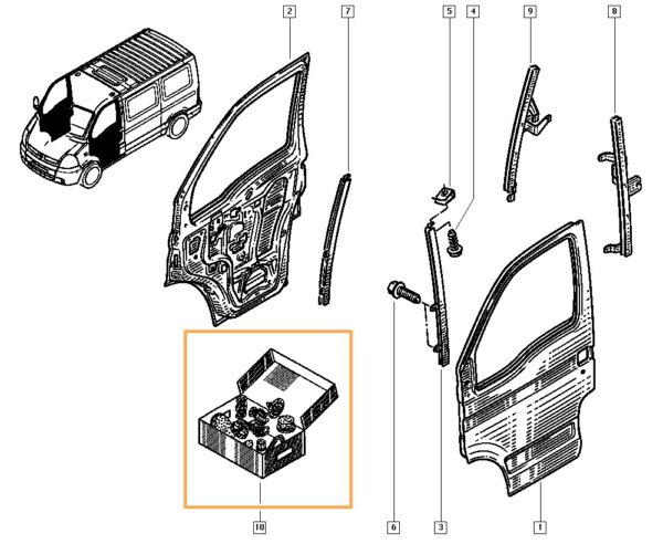 kit presilhas porta dianteira renault master ii 7711172516