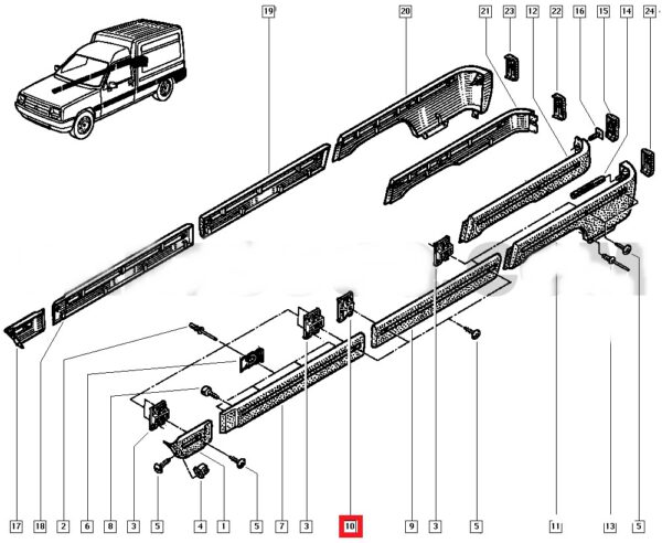 presilha fixação friso lateral renault express 7703081152