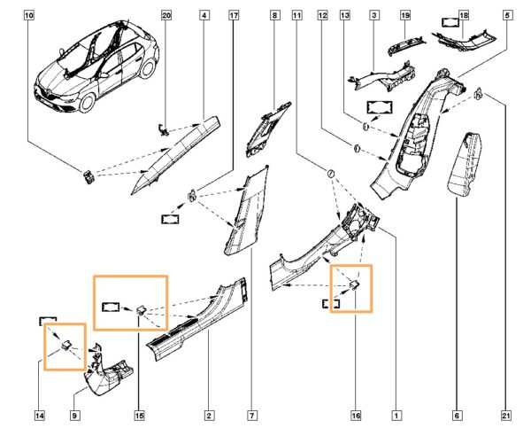 clip de fixação renault laguna fluence 7703077478