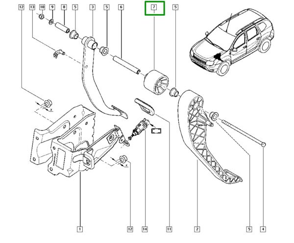 espacador pino pedal da embreagem renault duster 465406466r