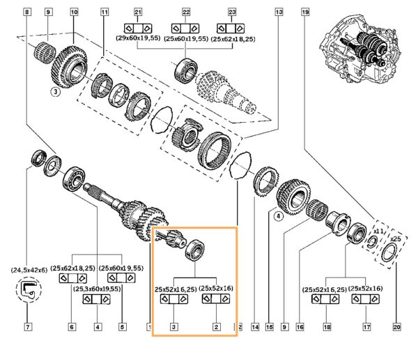 rolamento conico de rolete renault master 8200197478