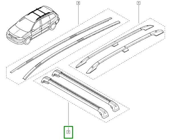 rack teto renault megane ii 7711213699