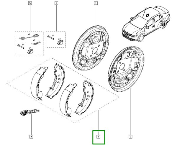 lona de freio traseira renault logan sandero 440608565r