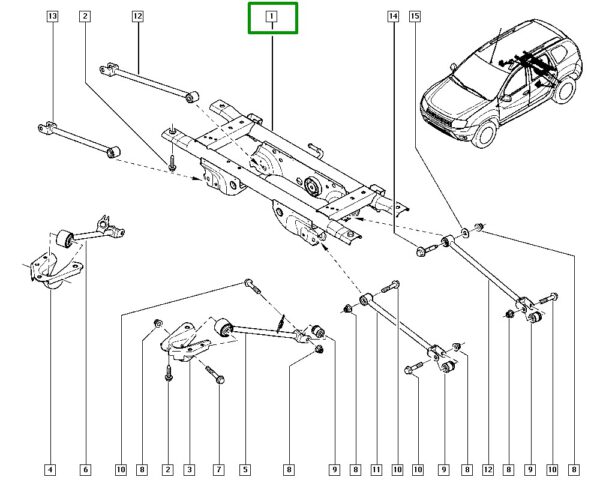 quadro agregado suspenção traseira renault duster oroch 554039122r