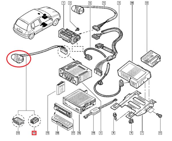 controle remoto de rádio lateral do volante renault clio 8200103050