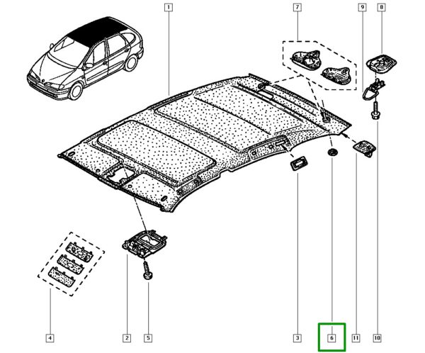 tampão forro teto renault scenic 7700433690