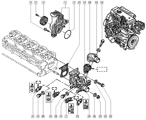 7701048419-2 vedacao junta agua renault master 7701048419