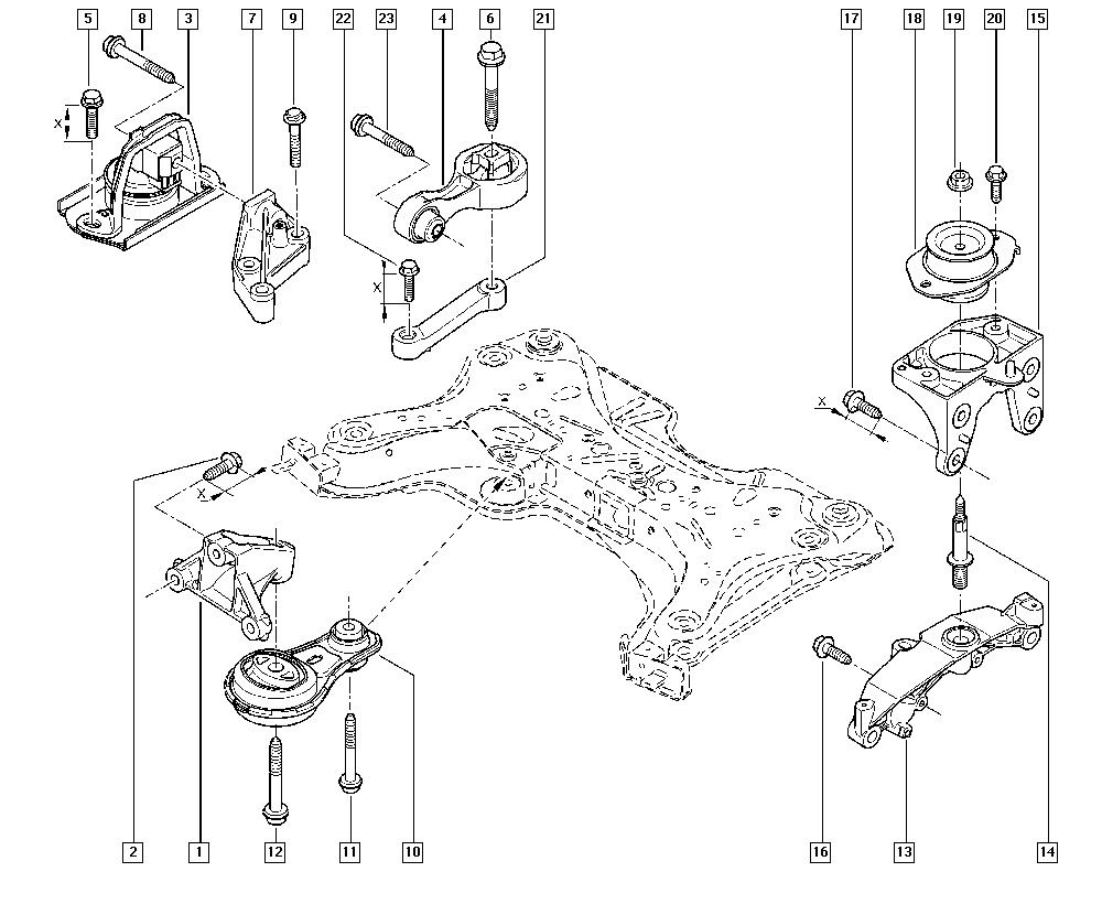 cats17 parafuso aço suporte motor renault clio megane 7703002811