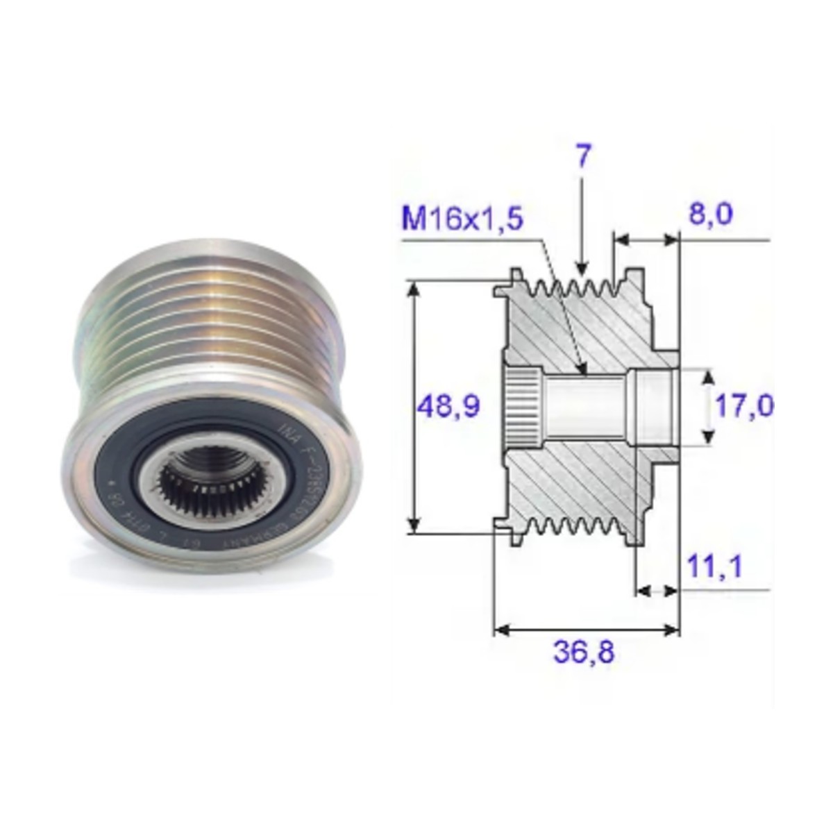 7701062985 polia do alternador roda livre renault master megane scenic laguna q