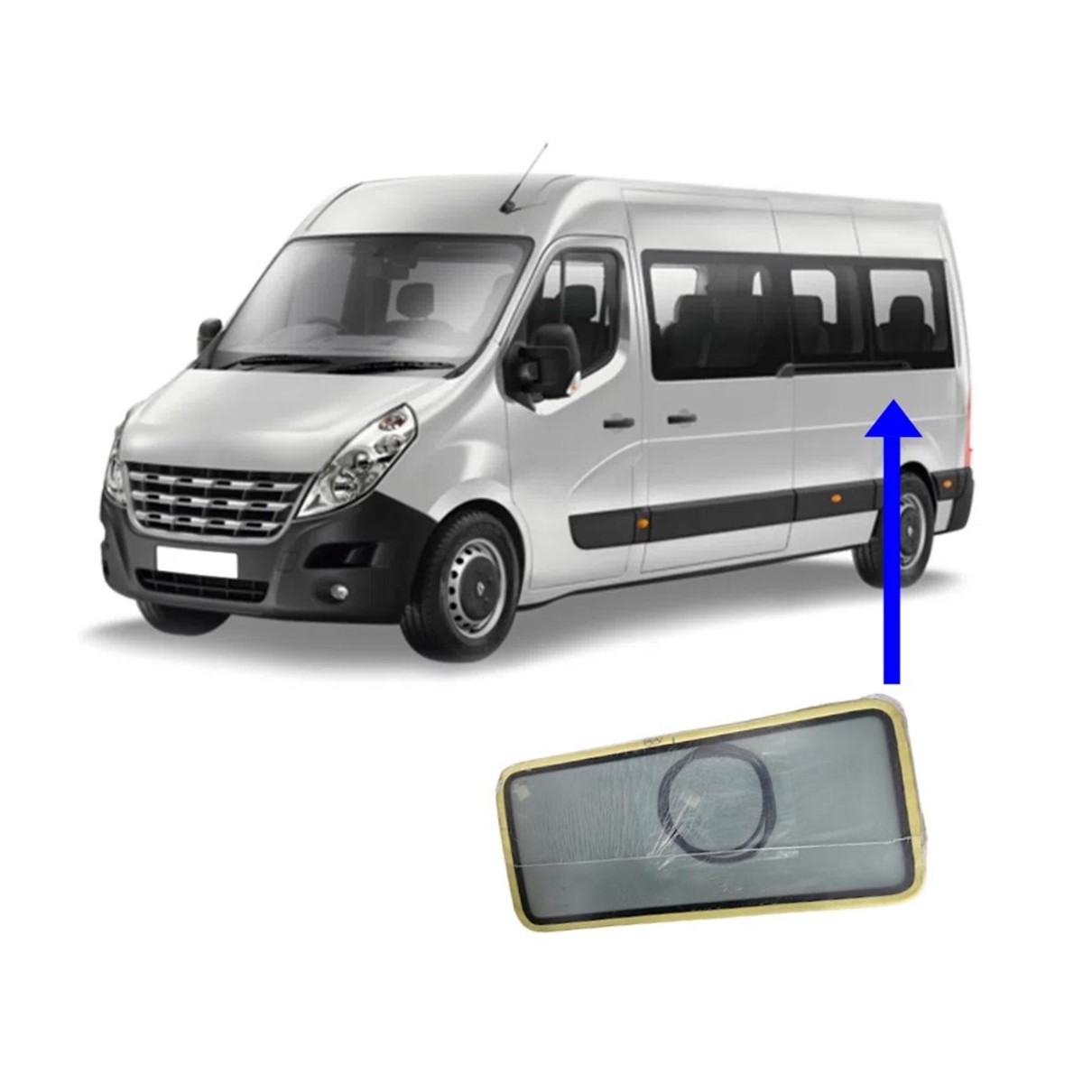 vidro lateral fixo verde lado direito renault master ii 7700351258 q